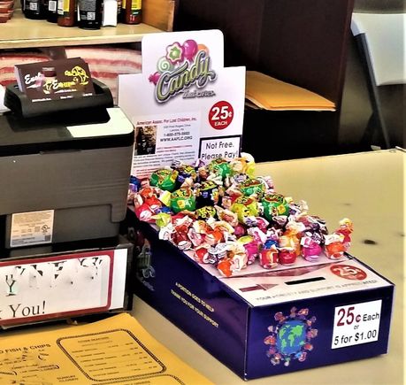 Honor box shown on counter top