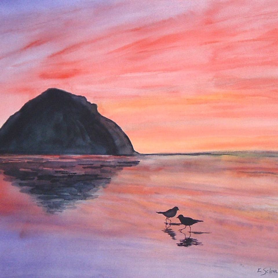 Morro rock at sunset lg