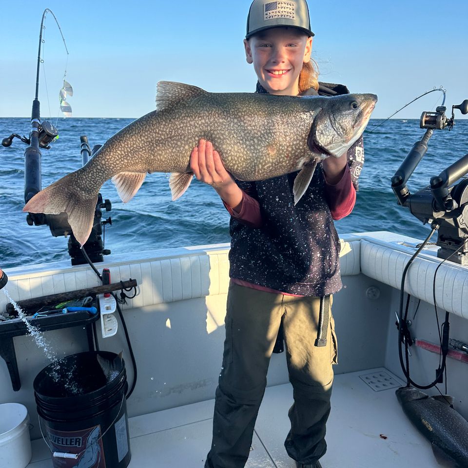 10-year-old Wyatt Zeamer from Columbia, PA caught this 31", 15-pound Lake Trout 
