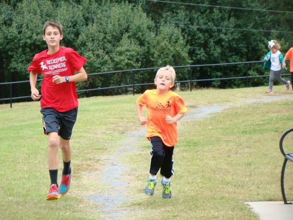 Mikey running with junior