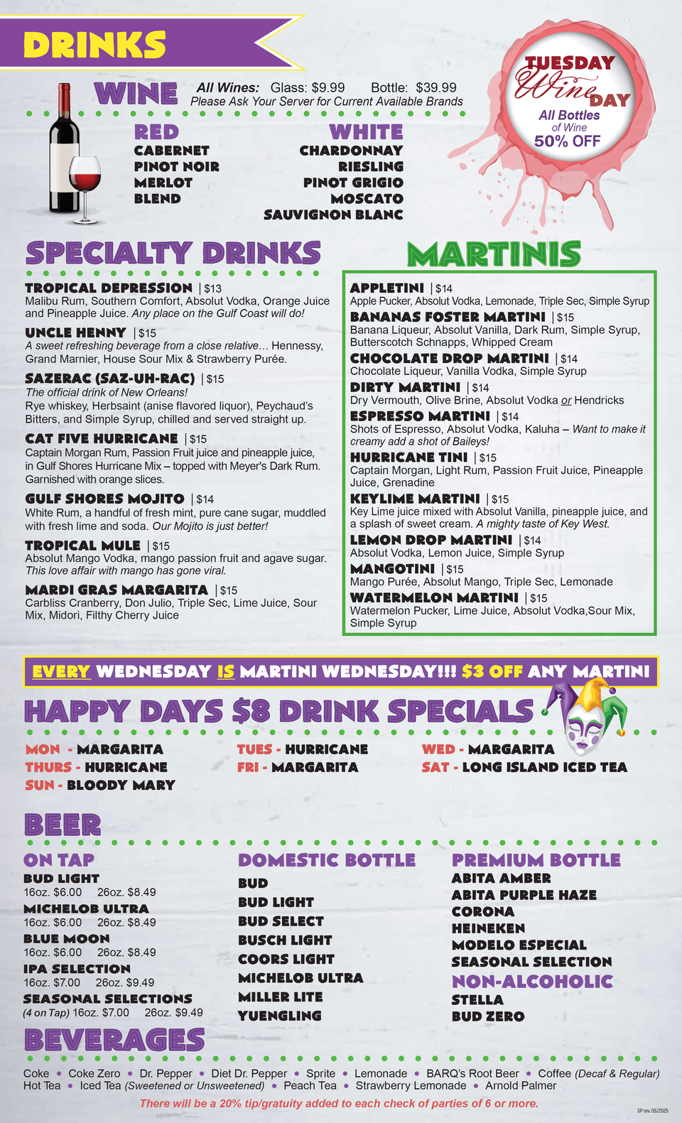 St peters drink menu