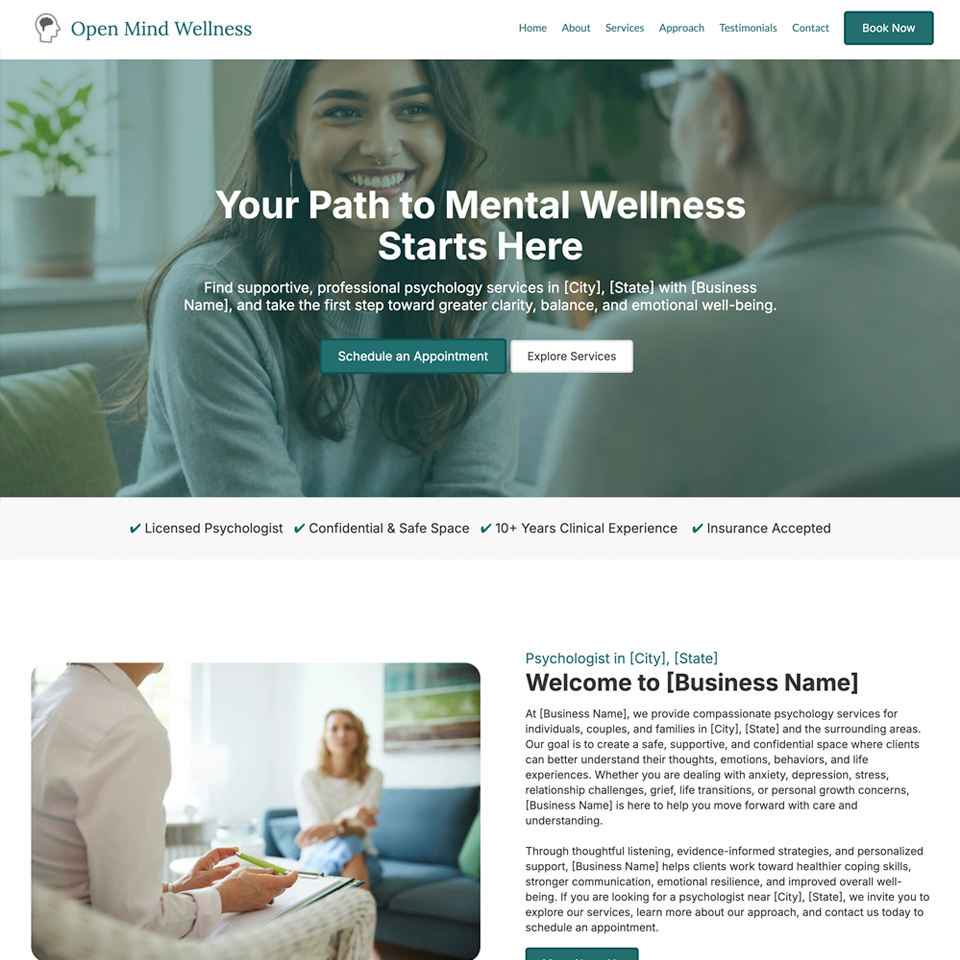 Psychologist website design theme