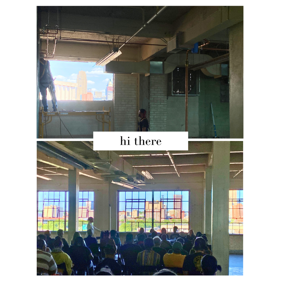 Blue photo collage hello august instagram post