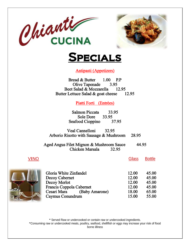 Tonights specials sept 26 2025   1 