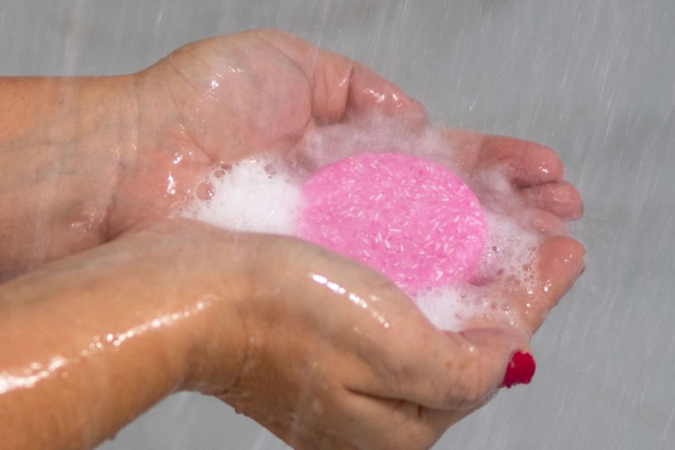 Strawberry suds shampoo bar shower