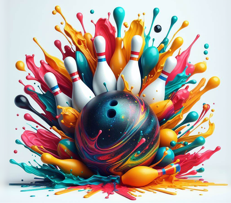 Bowling   watercolors pins and ball d29