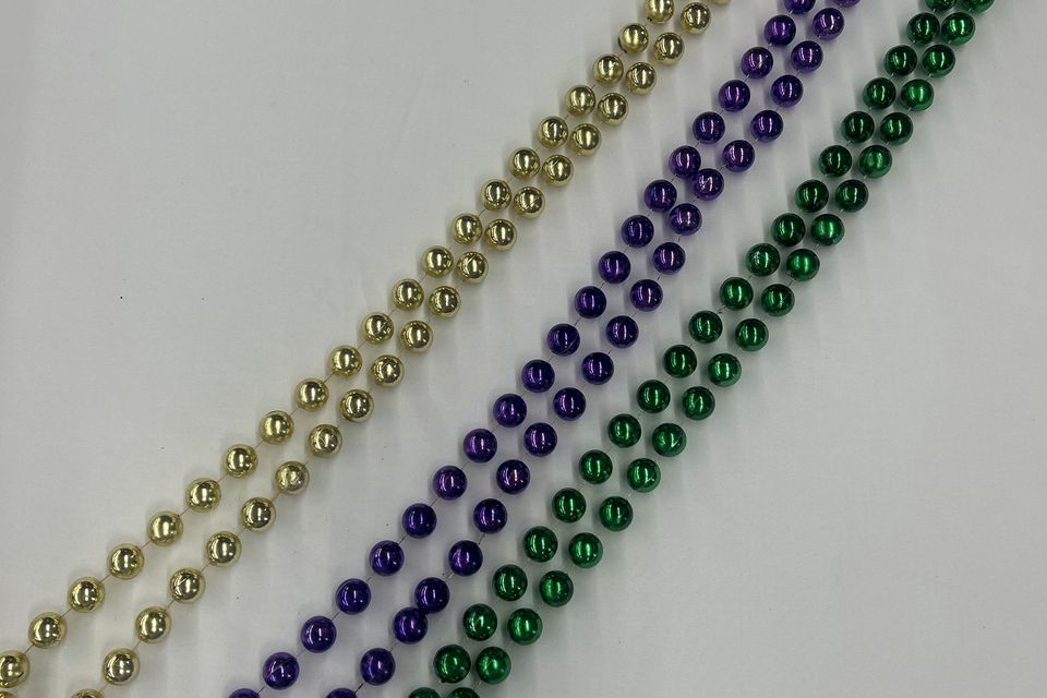 12mm round beads in purple green and gold