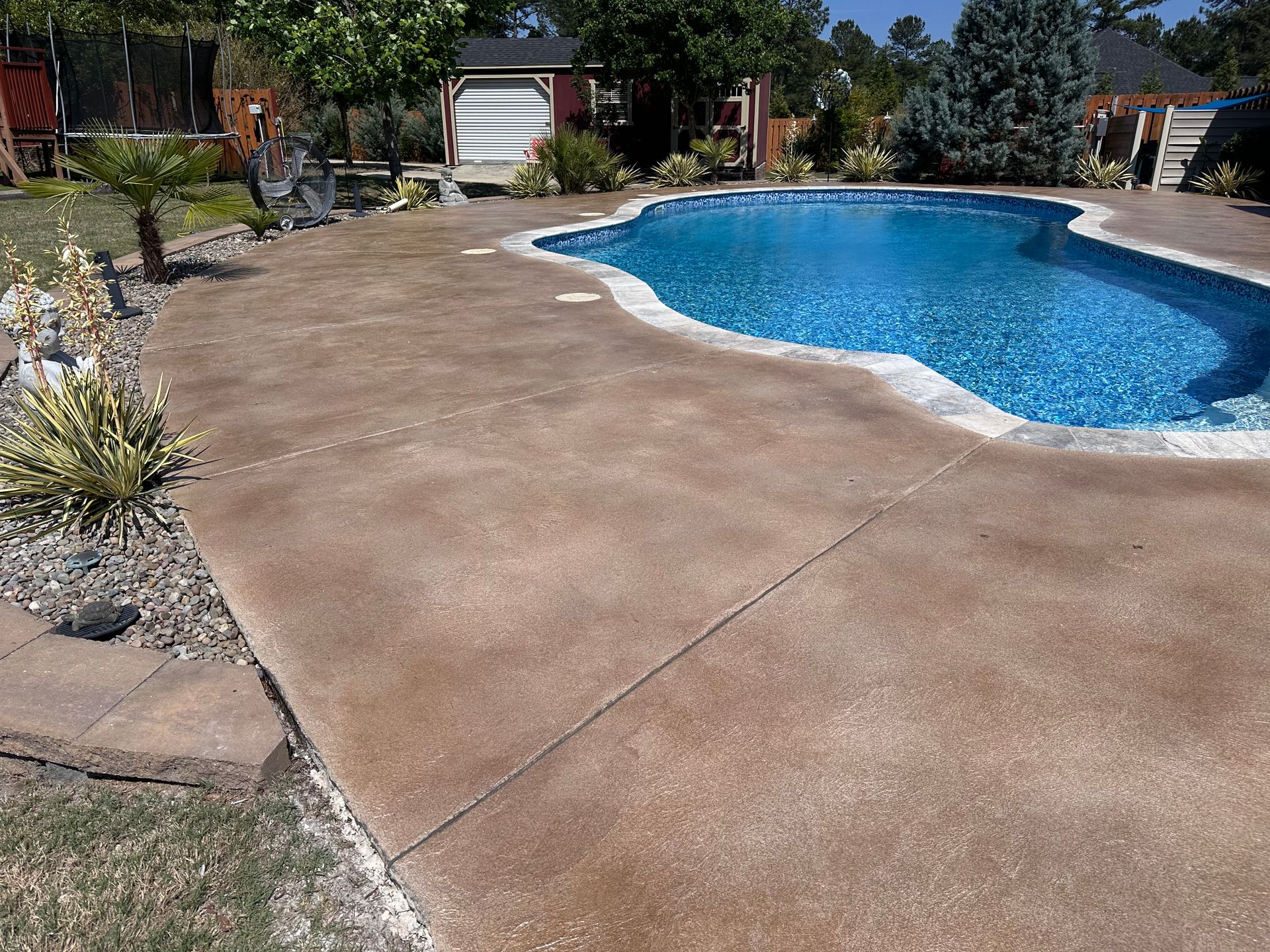 After photo of Beech Island SC pool deck transformed with a decorative concrete finish