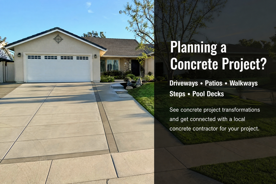 Finished residential concrete driveway and walkway in Southern California