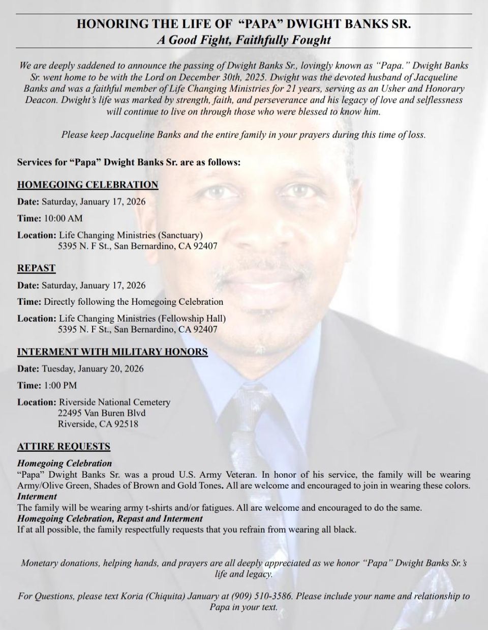 Dwight's homegoing celebration