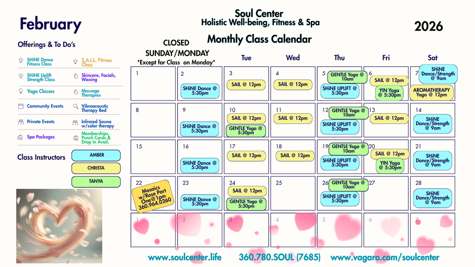 Soul center 2026 calendar february post