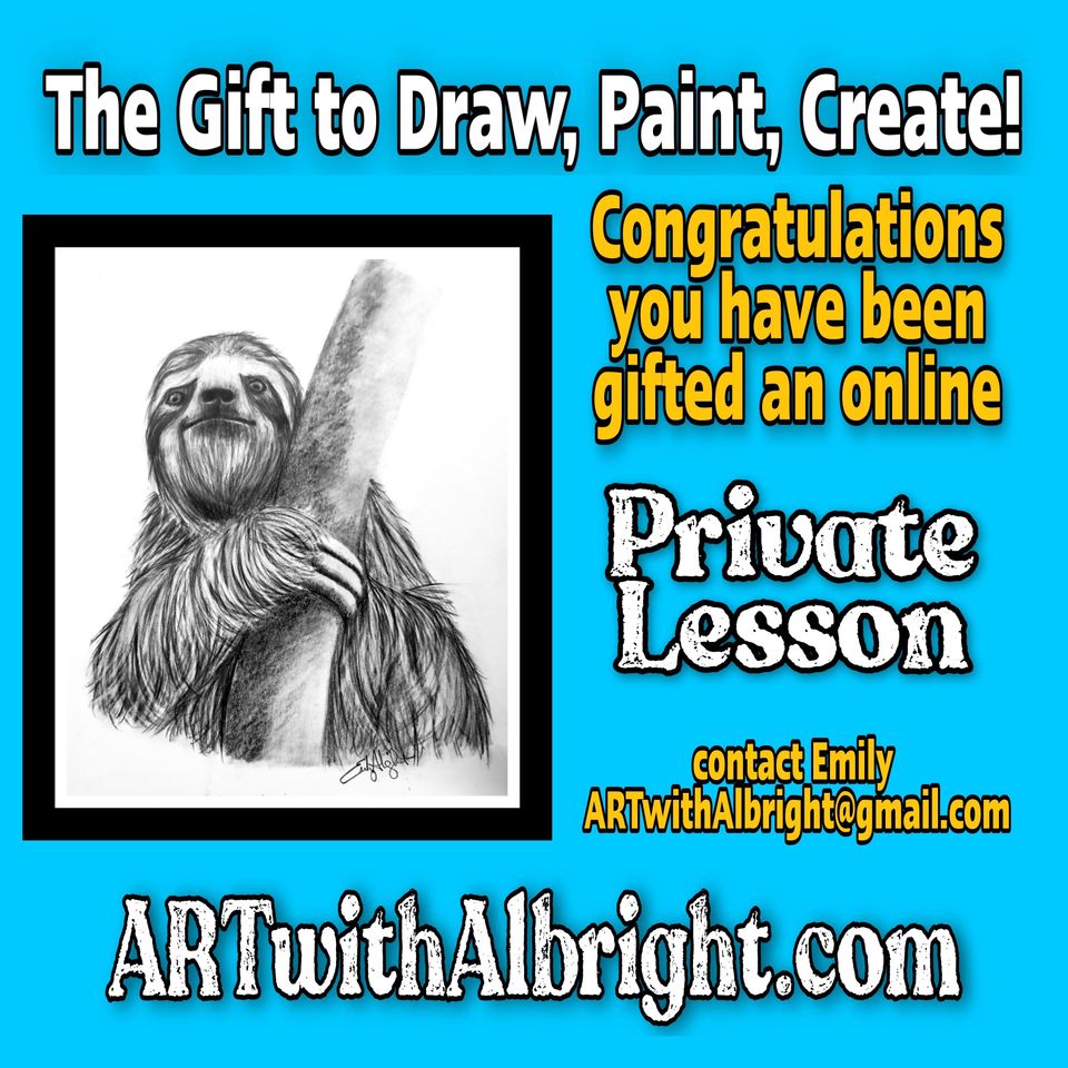 Gift Private art lessons personal art classes by artist Emily Albright