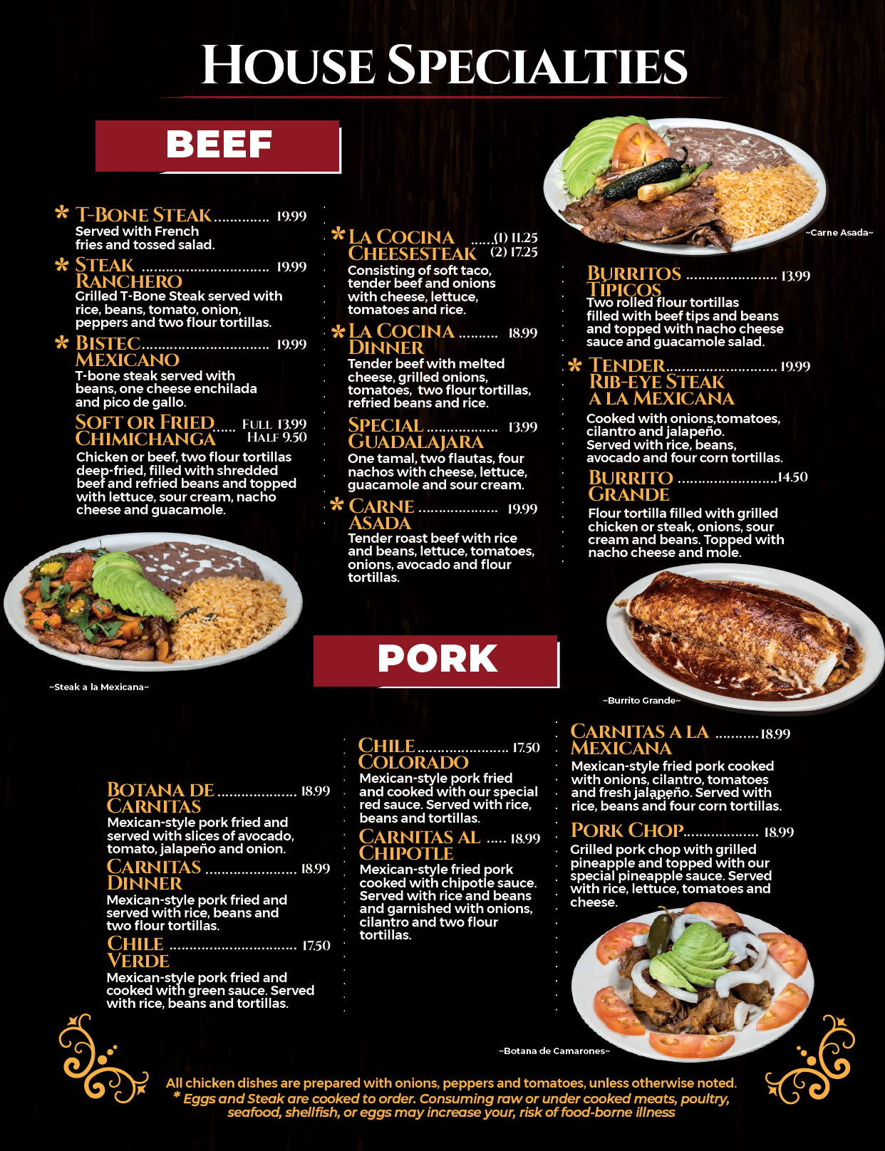 La cocina menu hotsell