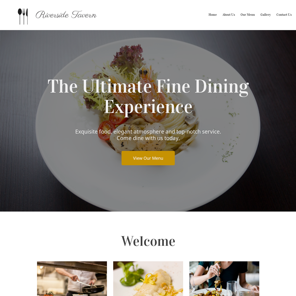 Upscale restaurant website theme