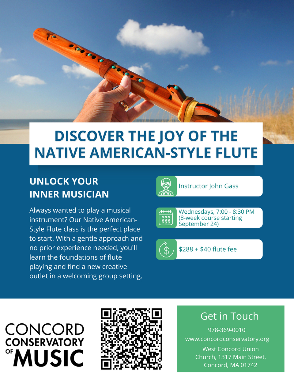 Discover the joy of music with a native american style flute class!