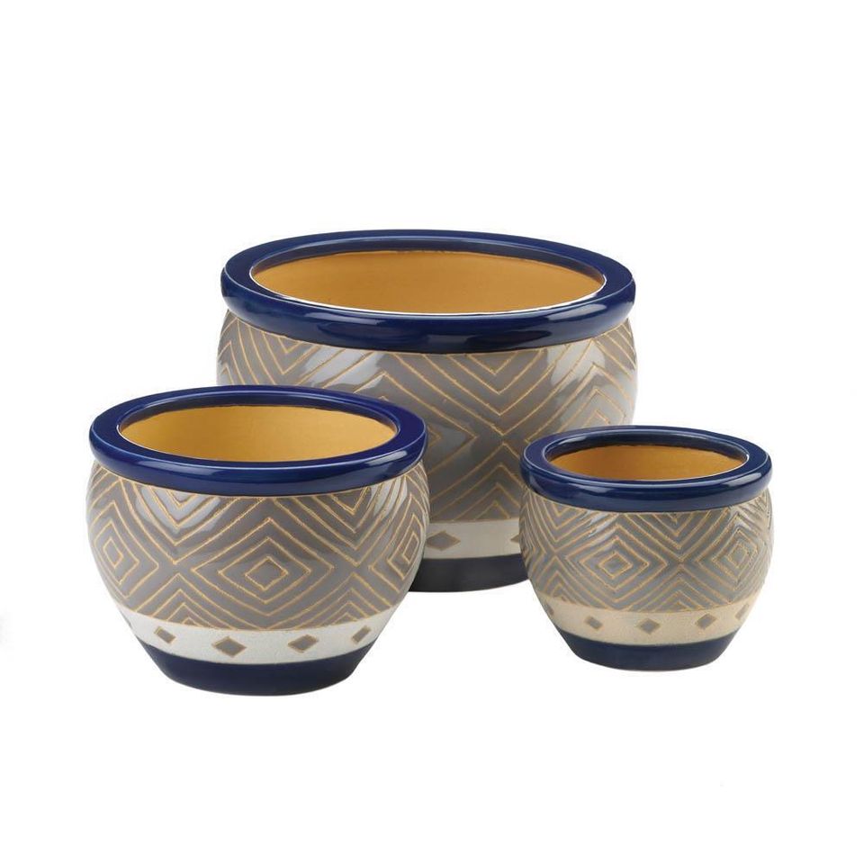 Cobalt planter trio
