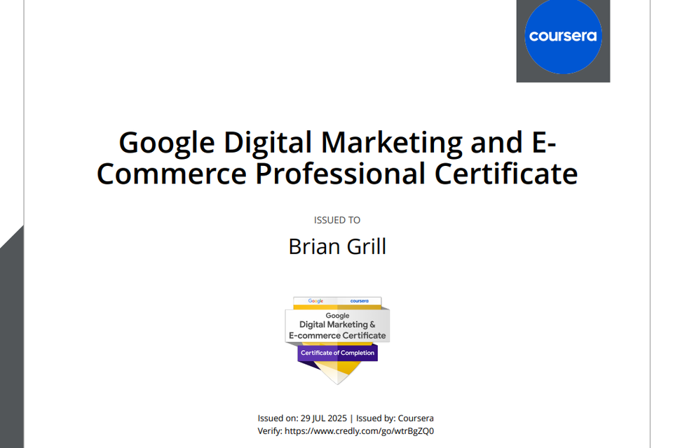Google digitial marketing and e commerce professional certificate