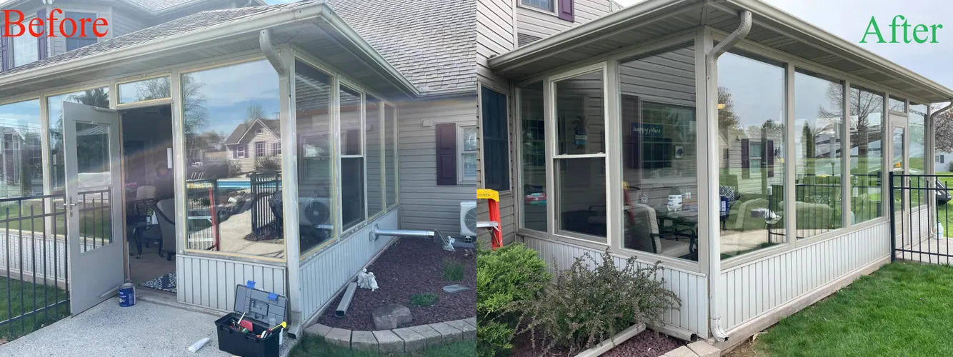 Fences and deck staining before and after