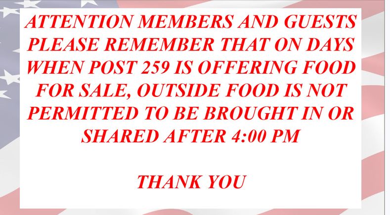 Outside food prohibited