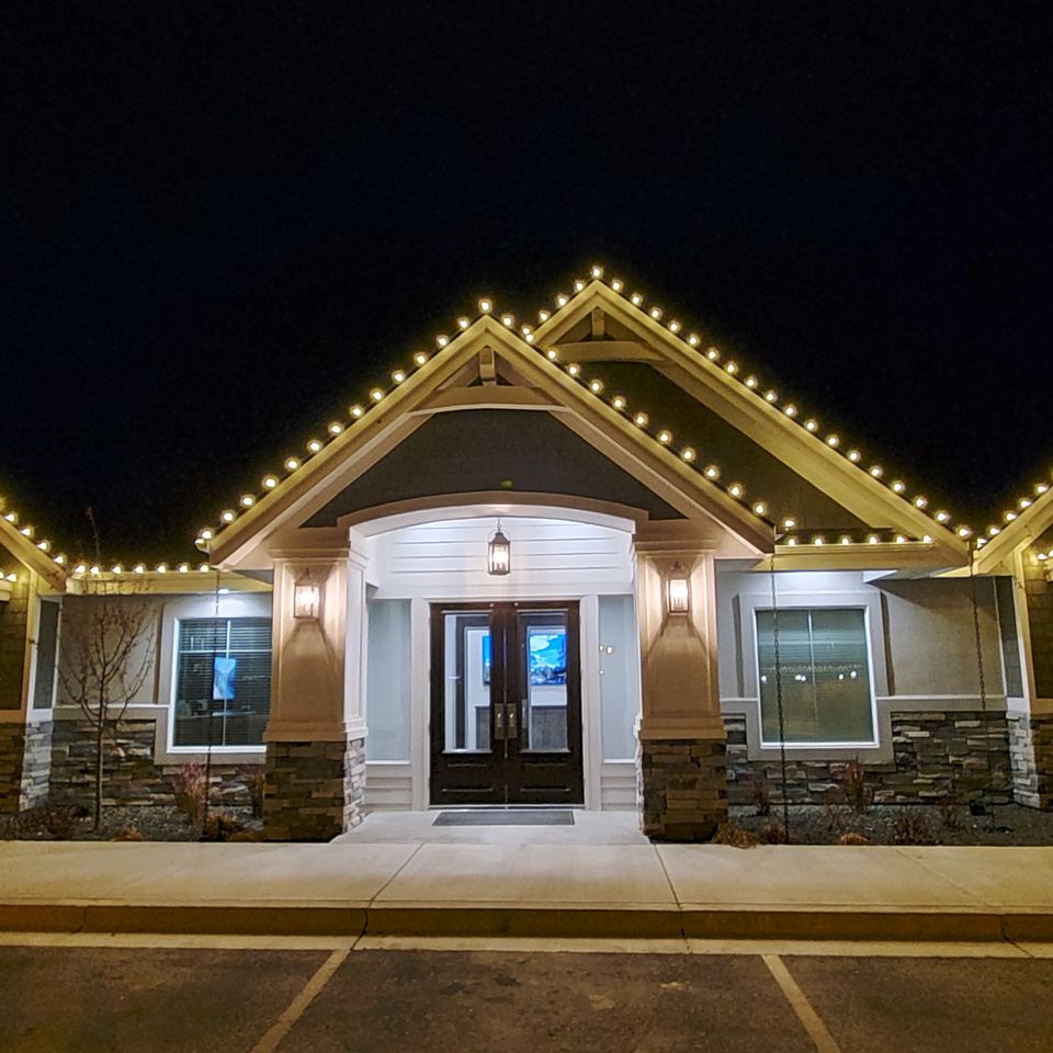 Commercial outdoor landscape lighting installation in Boise Idaho