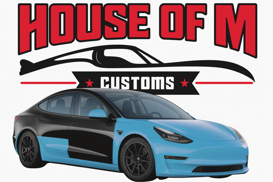 Custom tesla with house of m logo