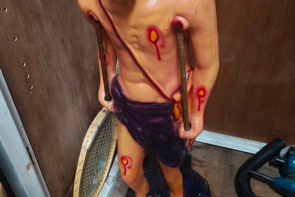 Hurt man on crutches