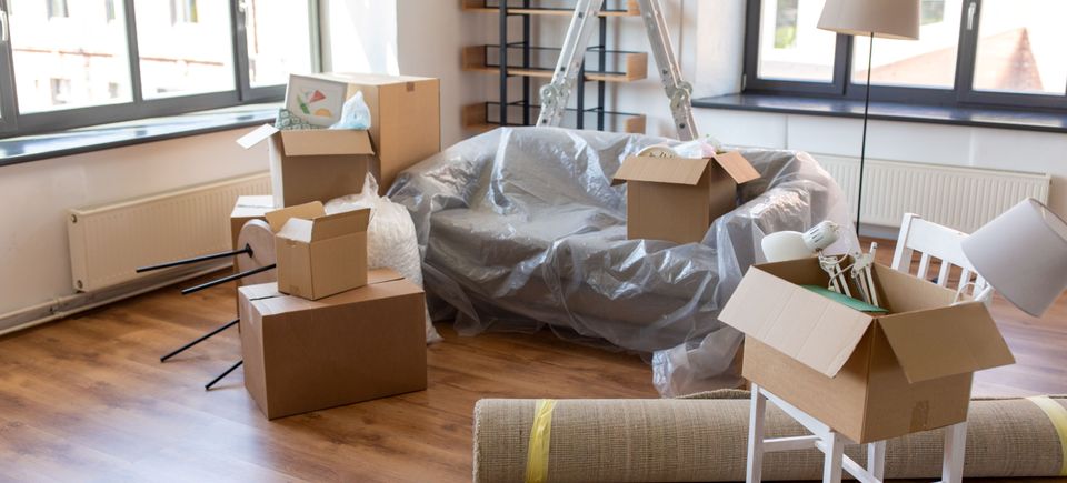Boxes with stuff new home