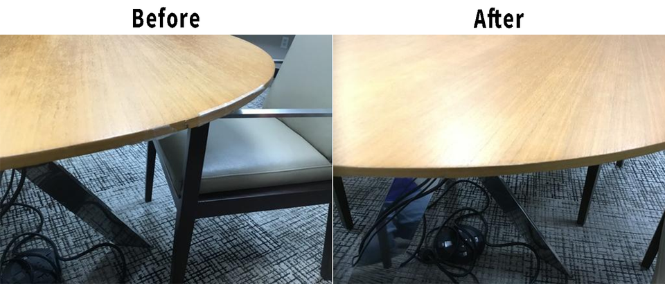 Before and after of table repair