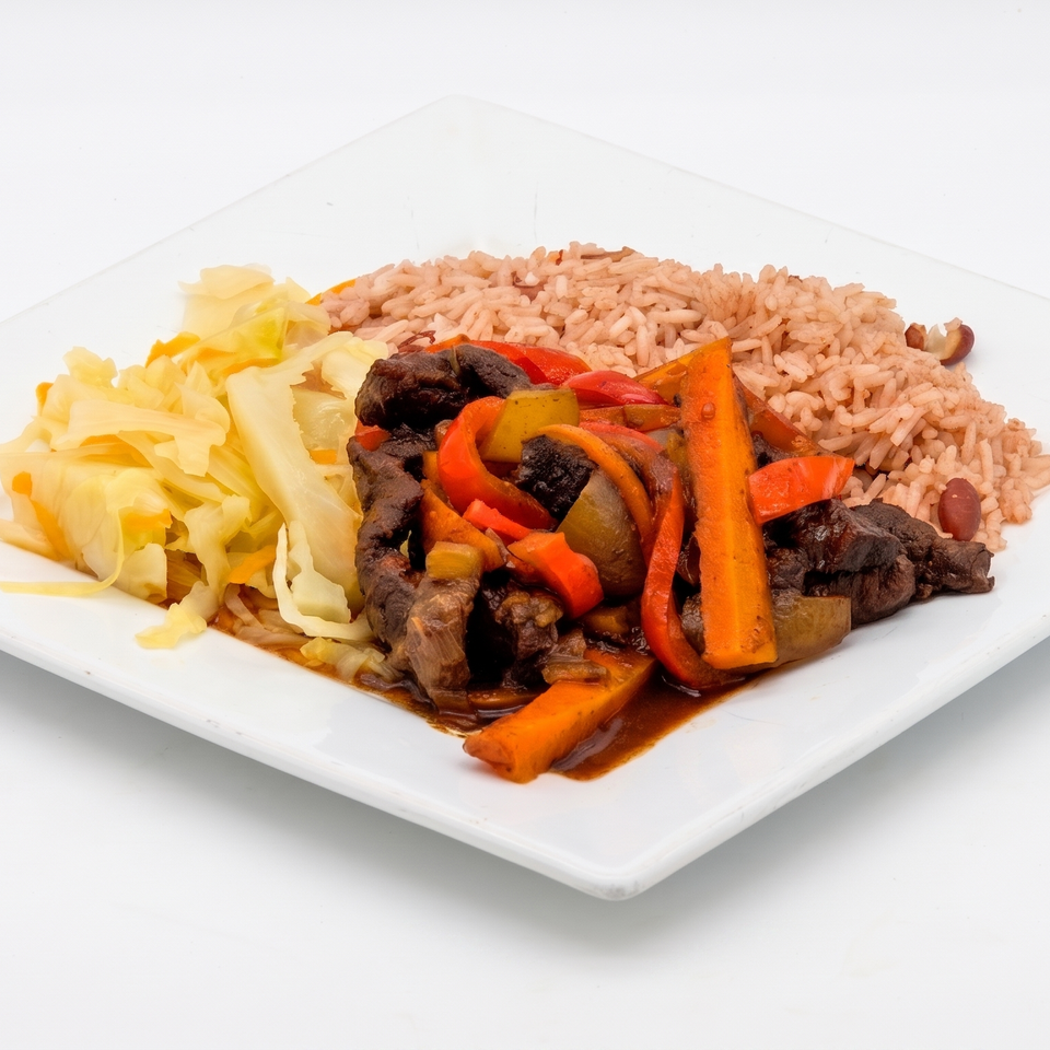 Jamaican style cuisine pepper steak (3)