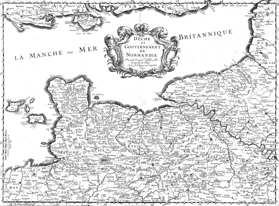 Antique map of Normandy–the Old-World origin of our cider-making tradition. 