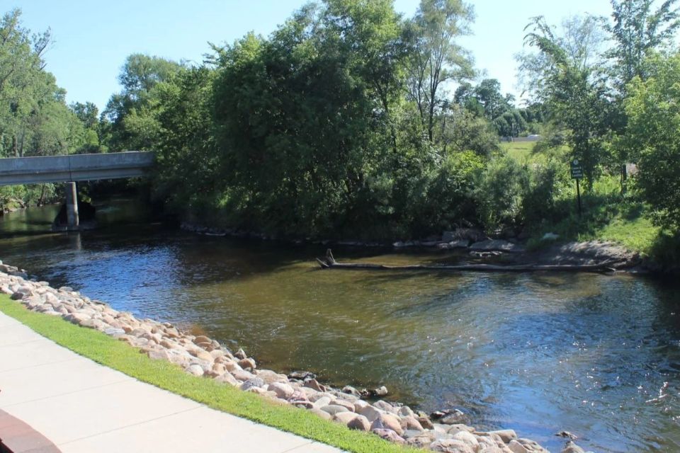 Clinton River flowing through Macomb Township Michigan where early settlers established farms in the 1800s