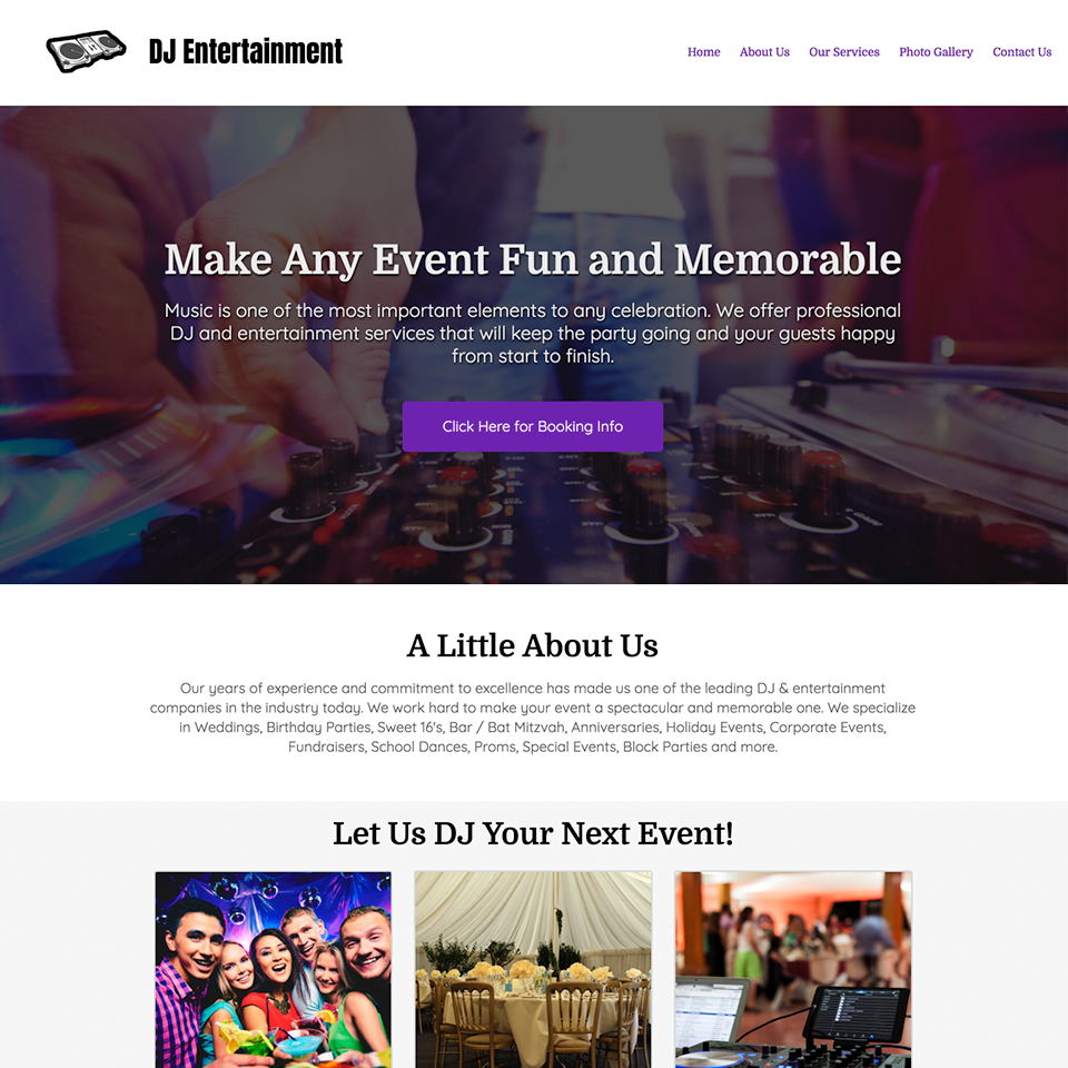 Dj entertainment company website theme