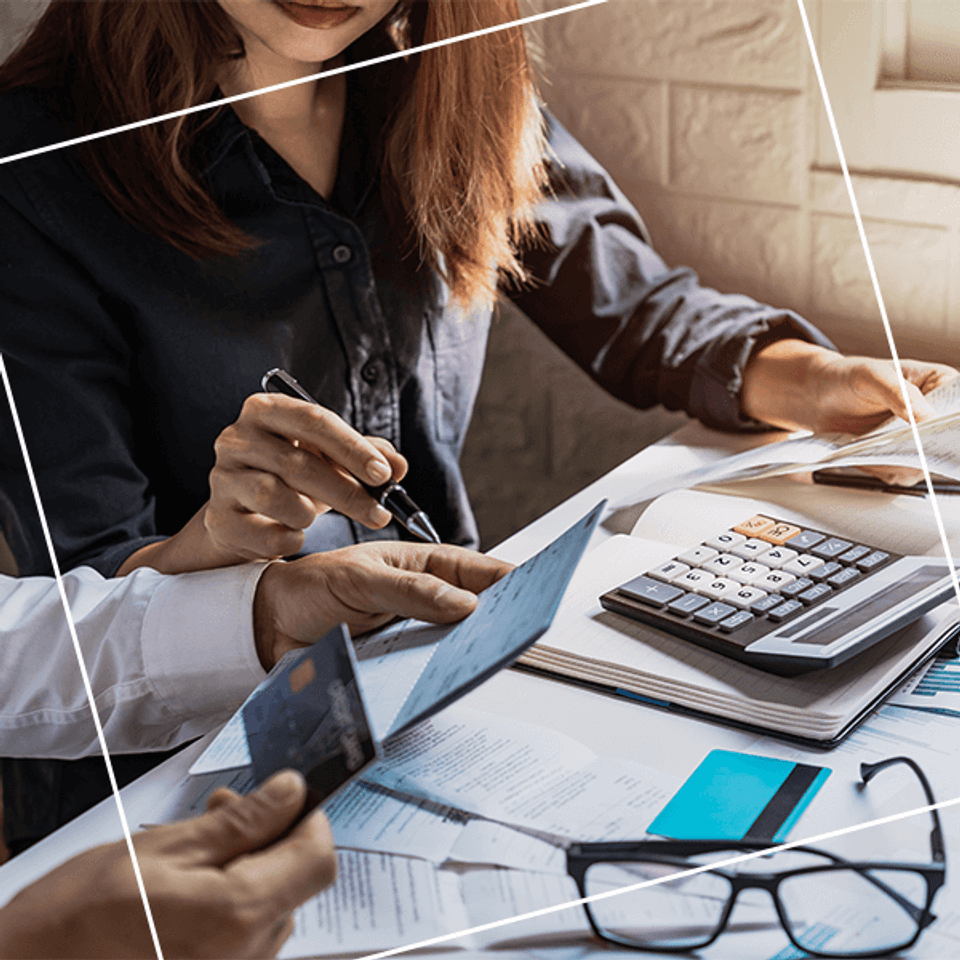 Two people discussing finances