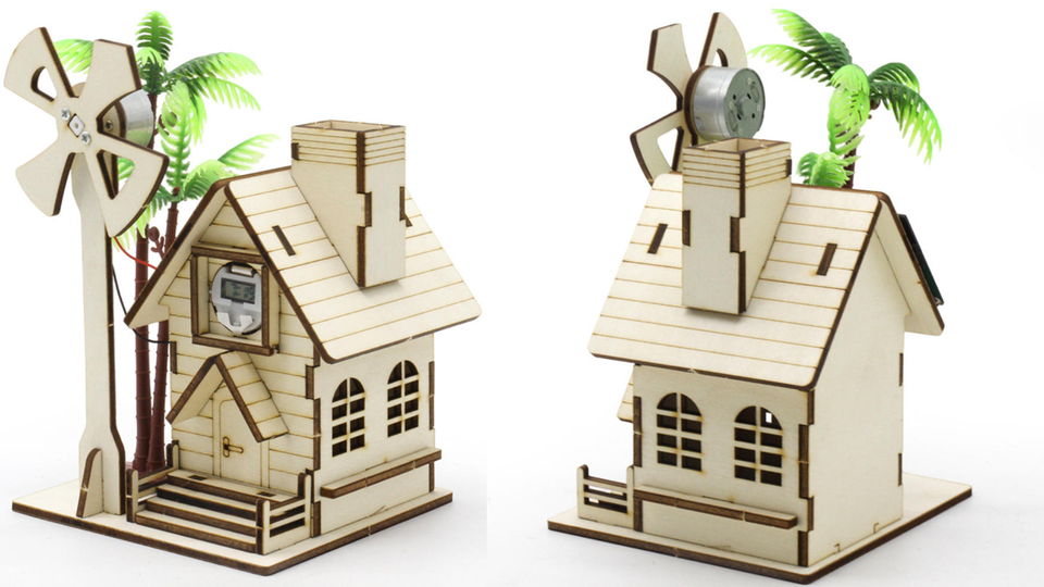 16. okyn g6638 solar clock cabin diy wooden kit solar clock house stem kit science experiment kit (1 1)