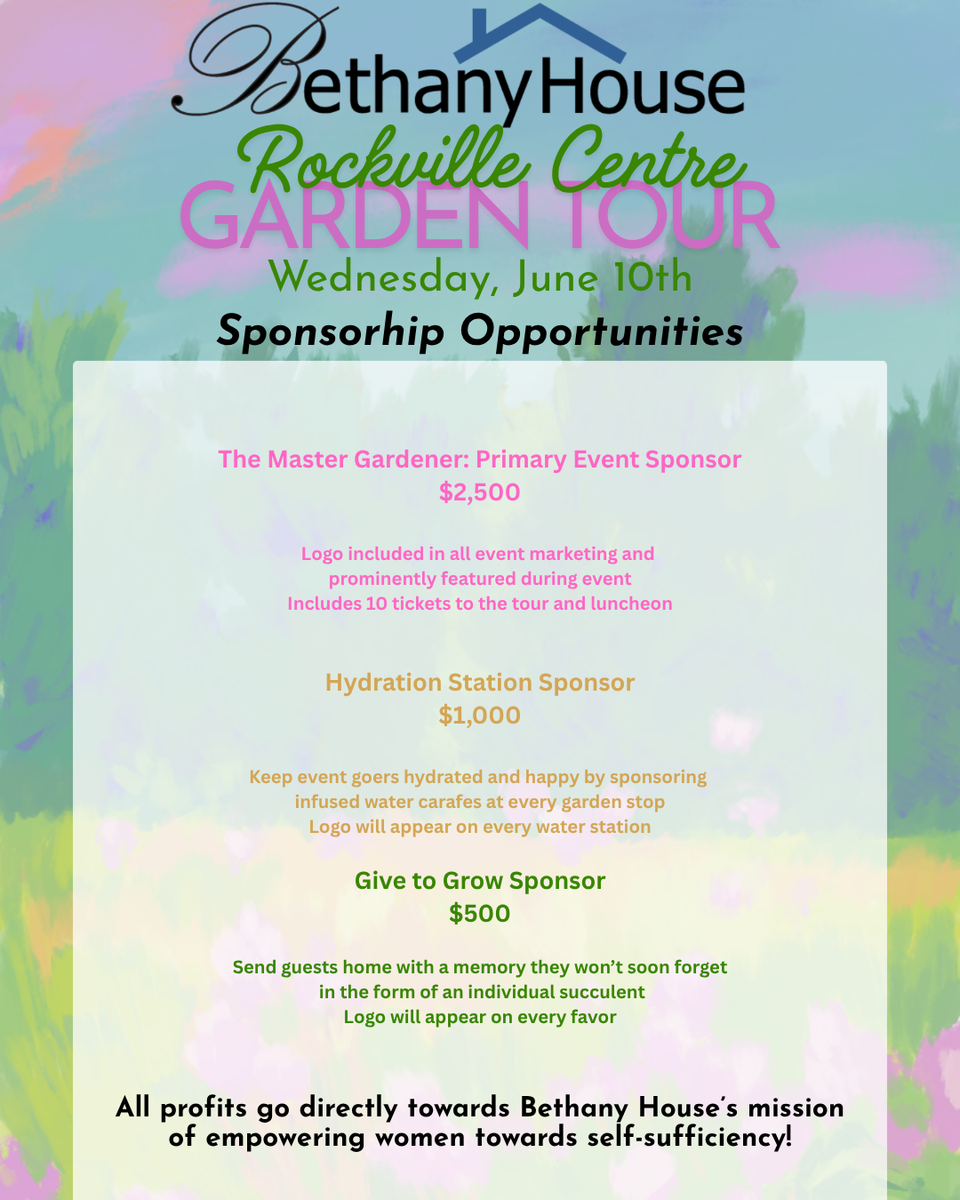 2026 bethany house garden tour sponsorship opportunities