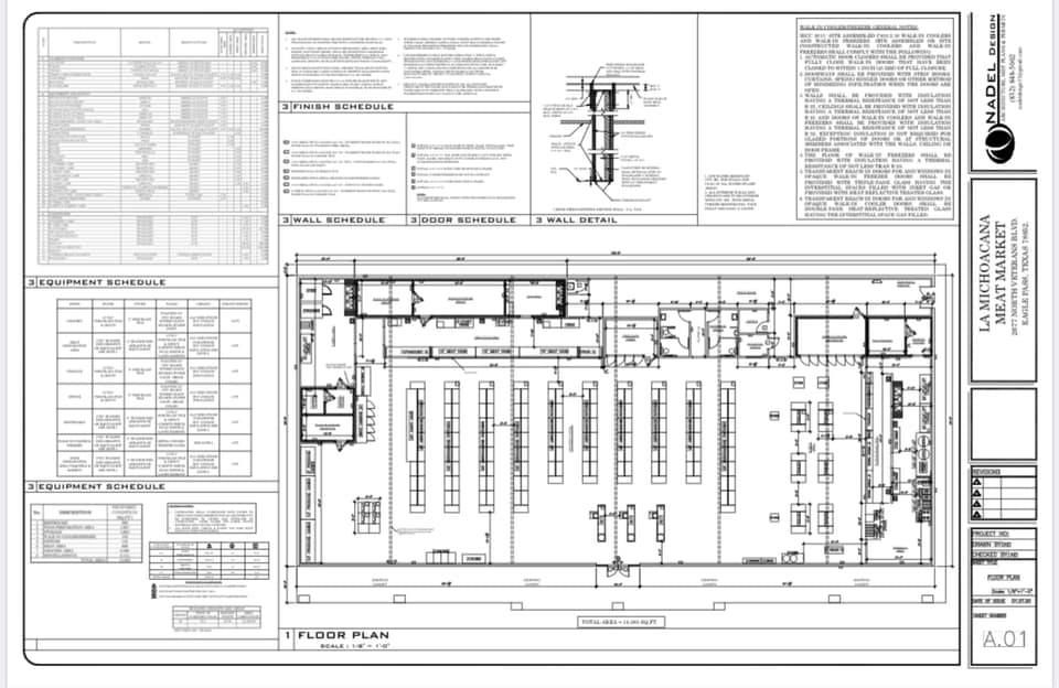 Floor plan for La Michoacana Meat Market project by Nadel Design – Layout of retail space, including sections for products and customer flow