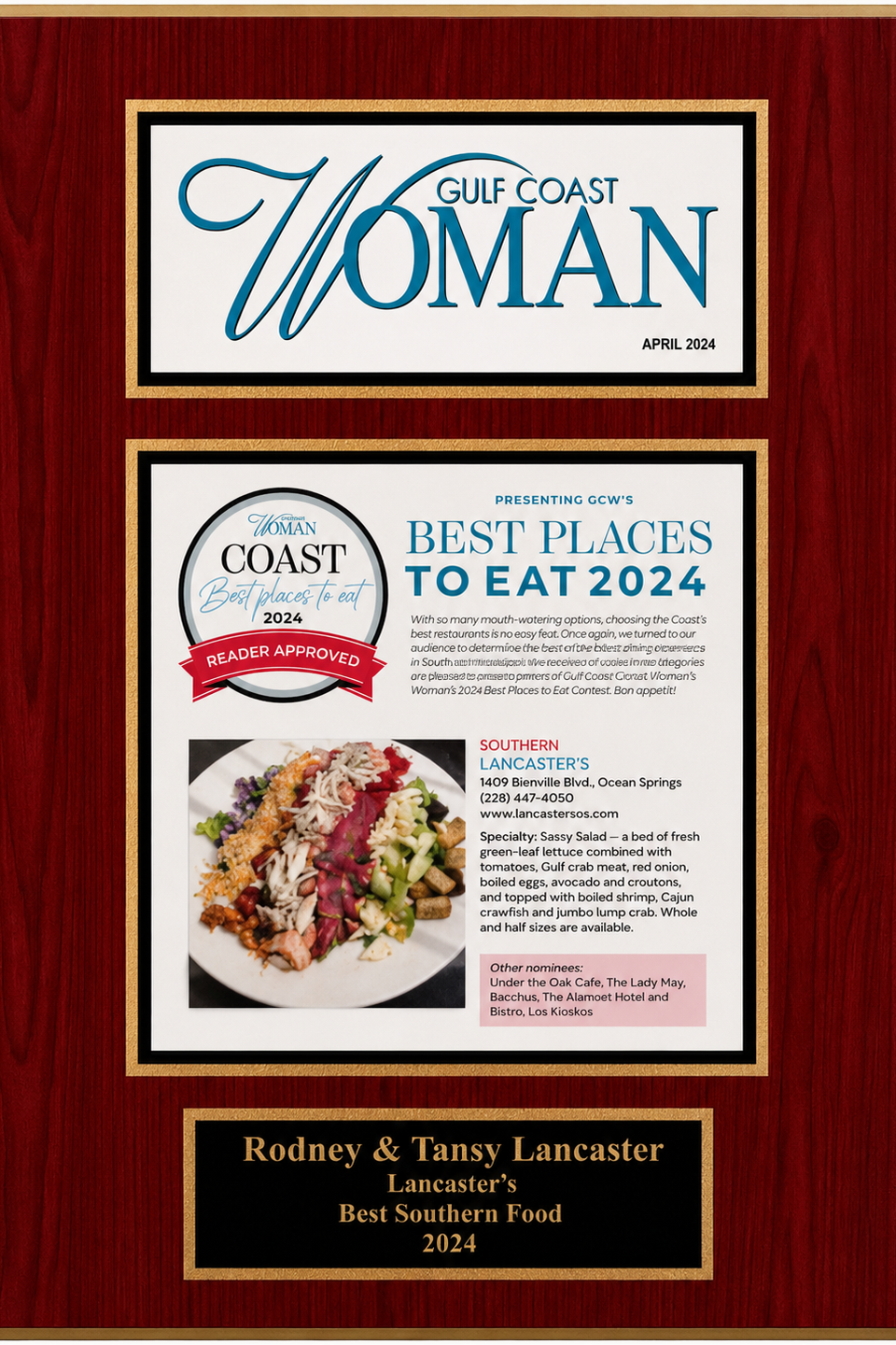 Lancasters award gulf coast  woman best place to eat 2024