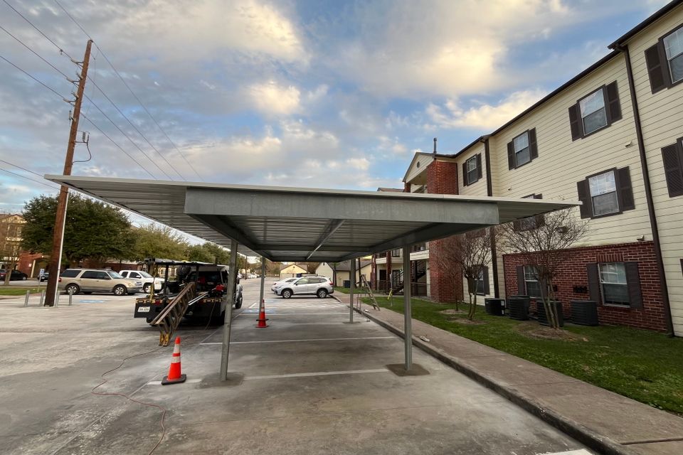 Completed custom steel carport houston marquez welding