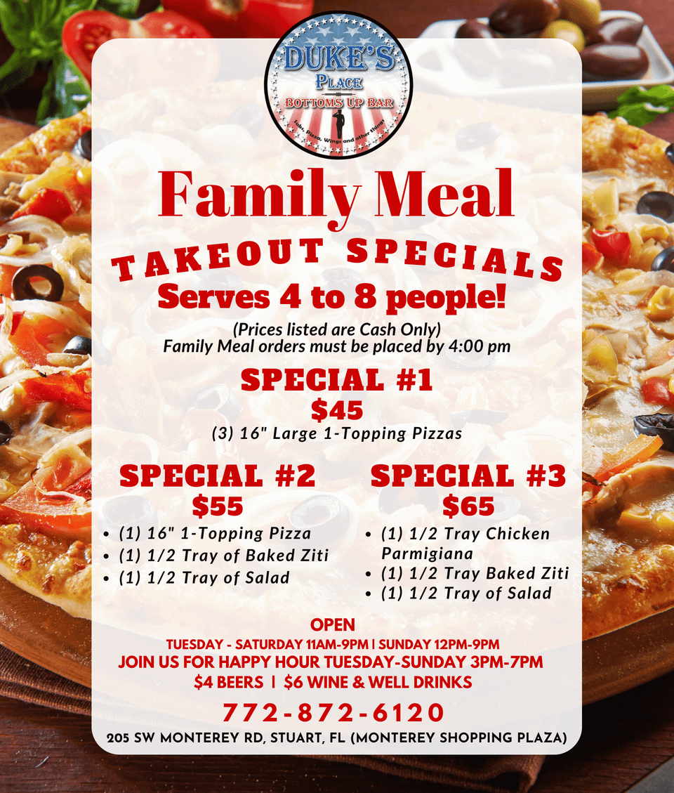 Duke's place family meal takeout specials (1)