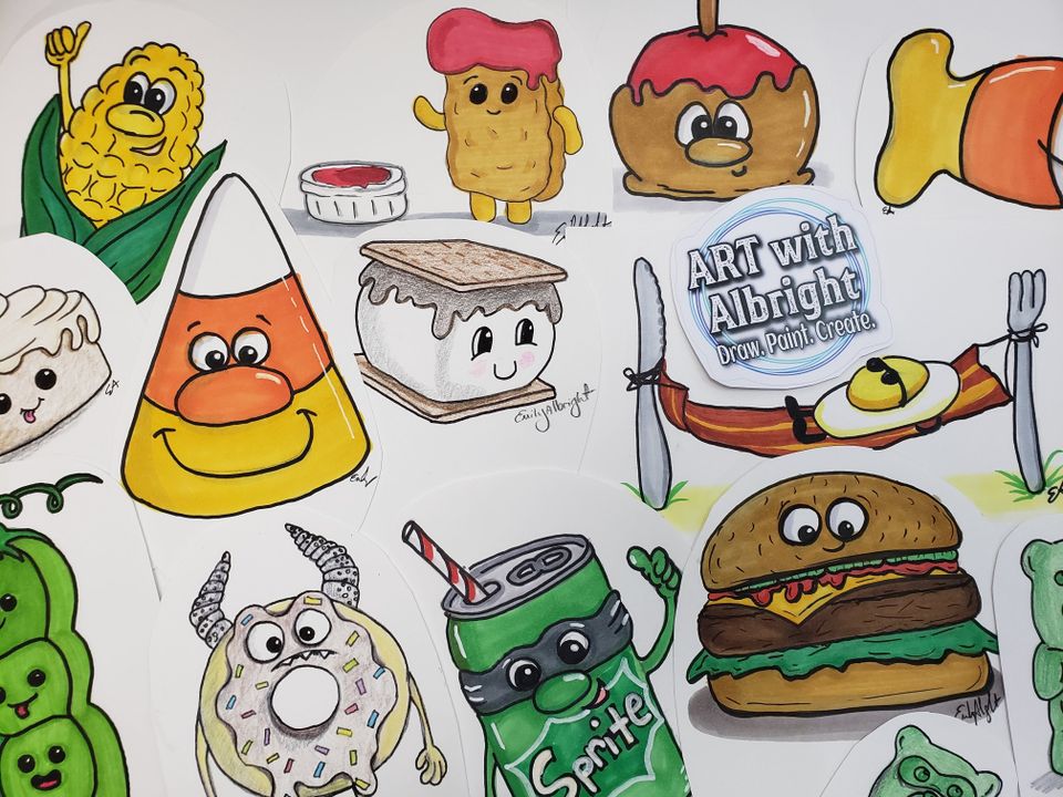 food dudes draw color artist Emily Albright summer art camp