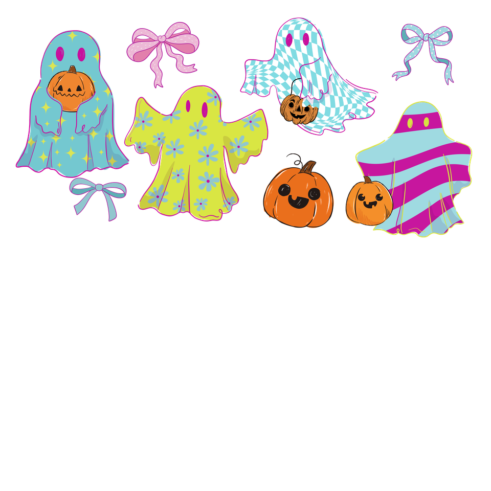 Seasons   halloween ghosts  bows and pumpkins