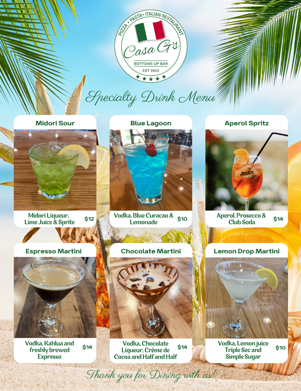 Casa g's specialty drink menu 9 30 23 2