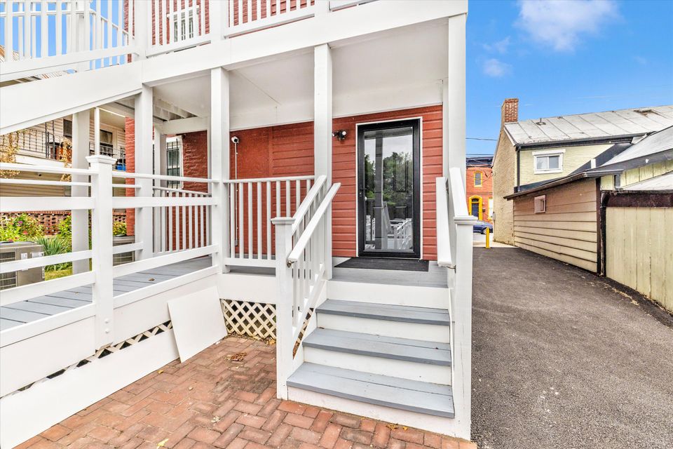 Rear exterior entrance