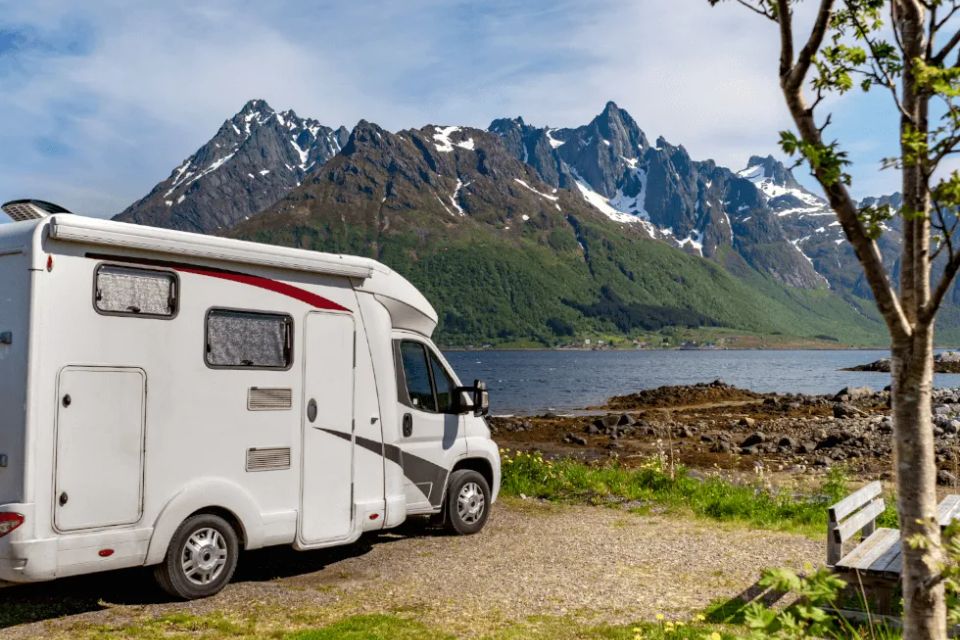 Rv overseeing a lake view