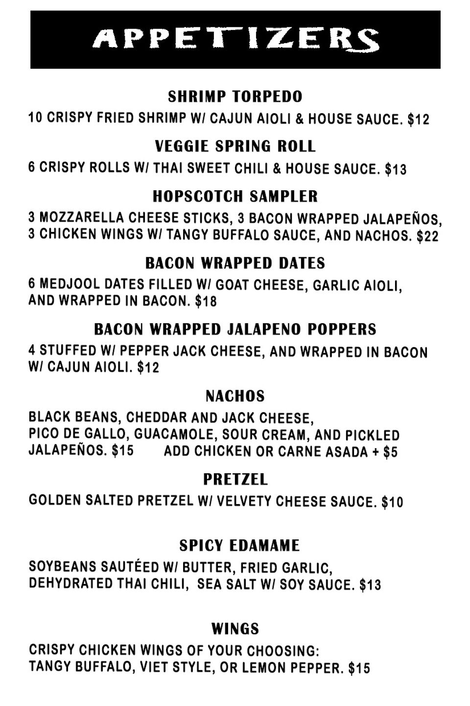 Food menu 2026 page1