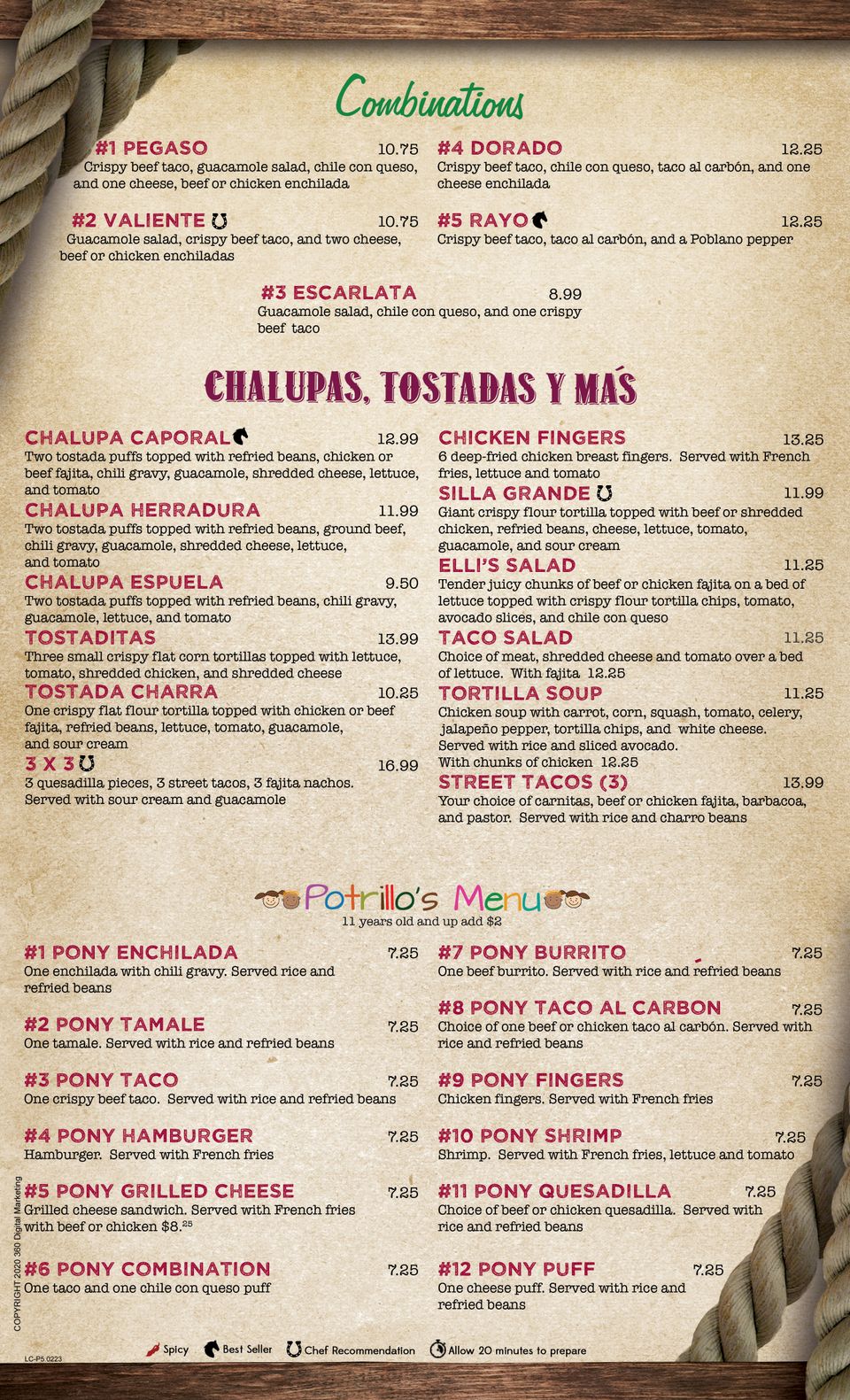 Web menu page5 loscaporales mexican restaurant