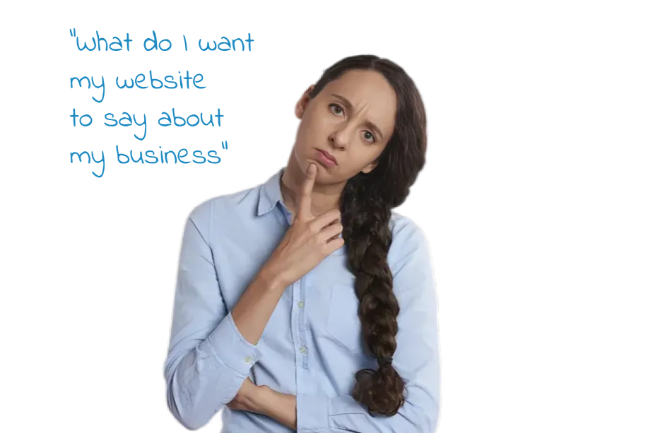 Woman thinking how her vision will make a website?