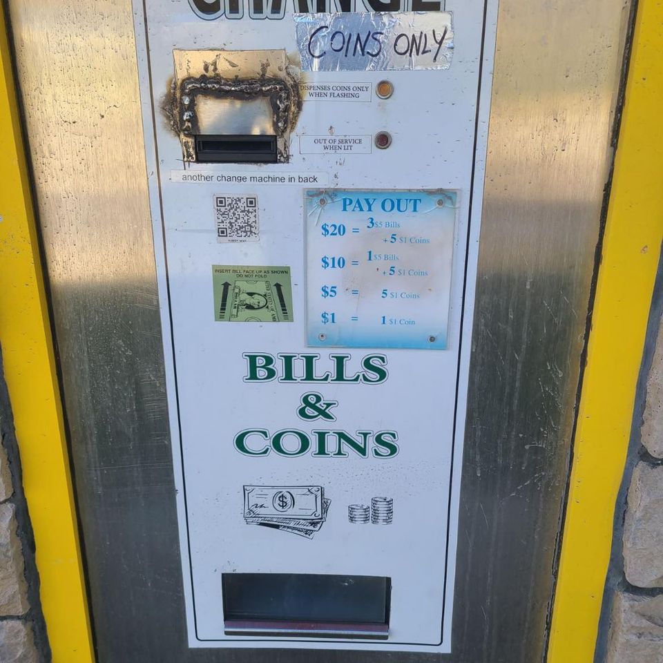 Outside of change machine design in location