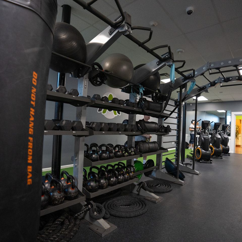 A wide shot of the functional training room at Maximus Gym in Riverhead