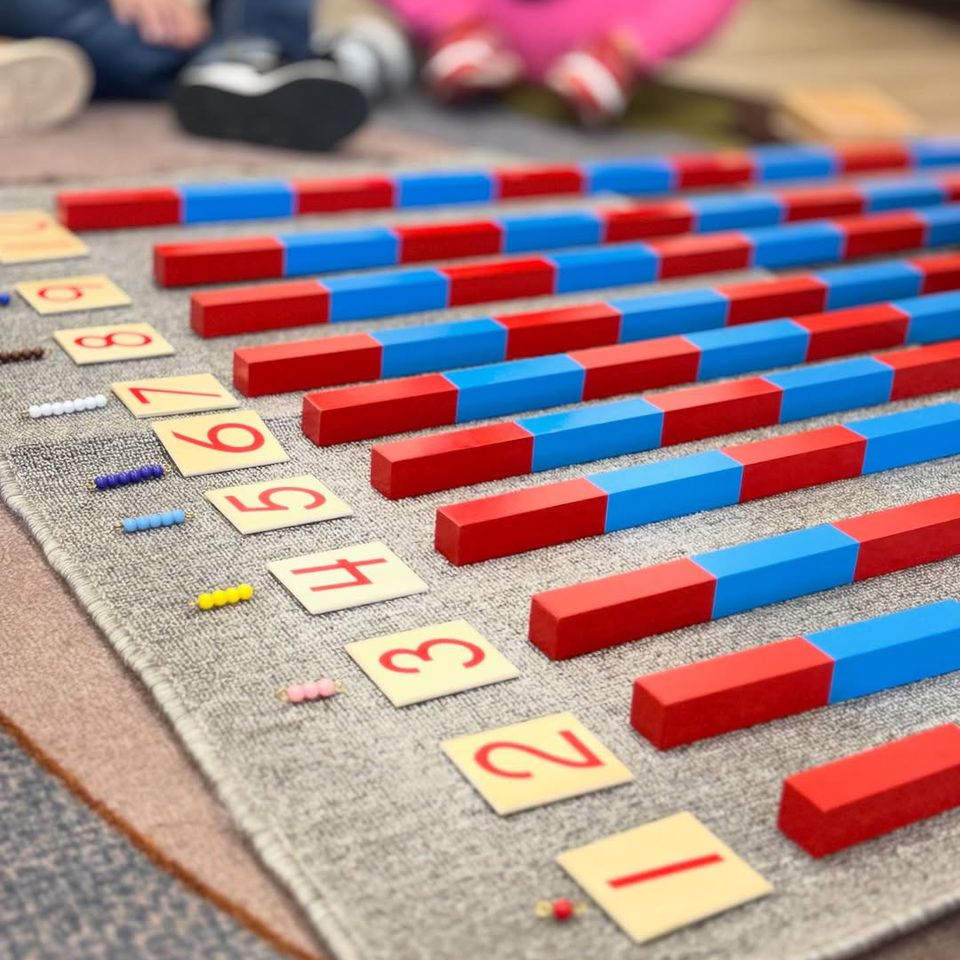 A number road game at Montessori Magic Key in Palmdale, CA to help students learn about numbers